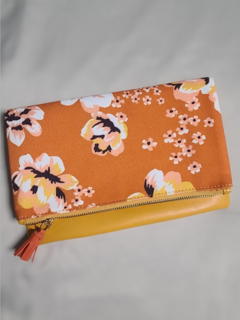 Rachel Pally Anthropologie Zahara Reversible Foldover Floral Clutch Bag - Orange